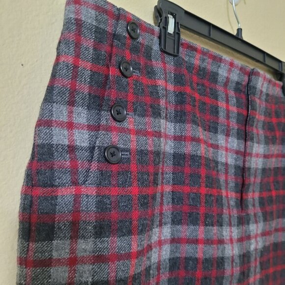 Gap Womens Plaid Wool-Blend Skirt Red & Gray Size 16 Academia Preppy Dark - Picture 4 of 12